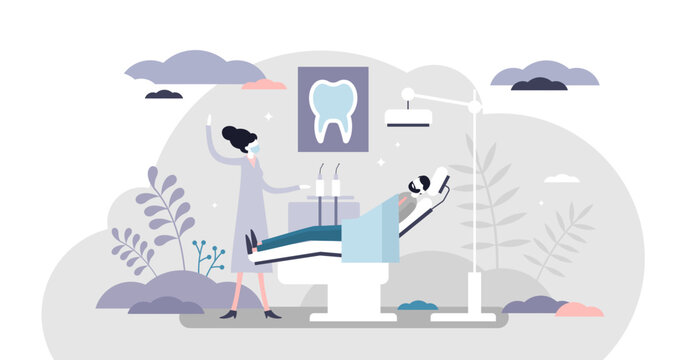 Dentist illustration, transparent background. Mini persons with toothpaste flat concept. Stomatology occupation to protect human teeth from caries and health prevention.
