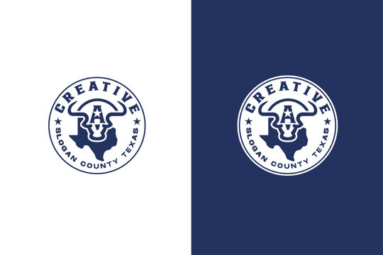 Bar and Ranch Logo Design Vector with Initial Letter A and Texas Country Illustration