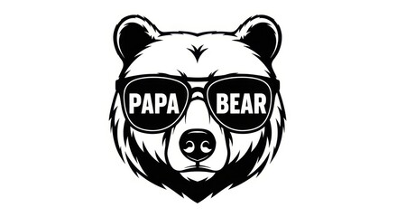 Obraz premium Cool Papa Bear Vector Illustration with Sunglasses for Father's Day T-shirt Design and Mascot Logo