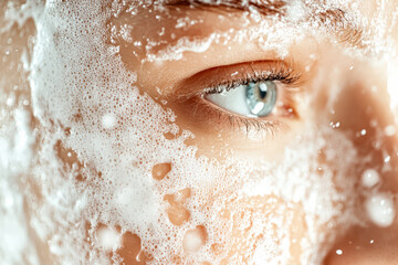 Fototapeta premium Close Up of Facial Peeling Texture on Skin with Foam