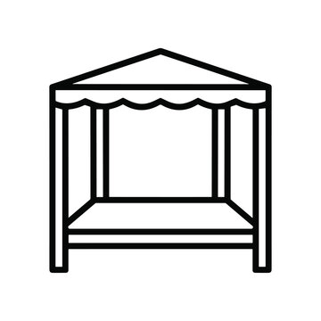 Simple gazebo with fabric roof.