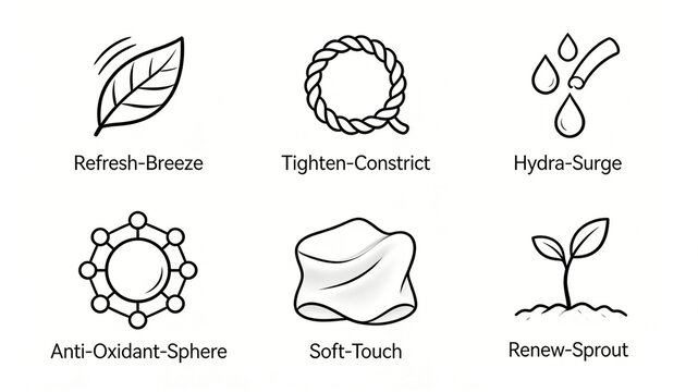 Leaf rope loop, water droplet tube, molecular circle, fabric, seedling icon, refreshing, firm, moisturizing, antioxidant, softening and revitalizing, suitable for basic skincare and revitalizing 