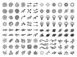 Obraz premium Hand drawn doodle elements collection for creative design projects.