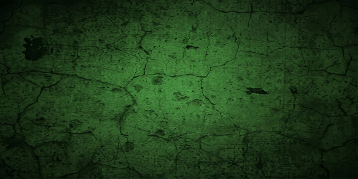 A dark green grunge texture and aged brown pattern create a vintage rough wall backdrop with a dirty, weathered surface