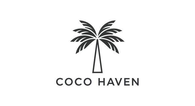 Minimalist Coco Haven Palm Tree Logo Design on White Background.