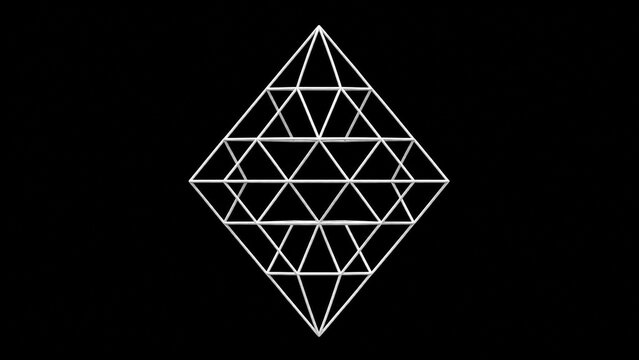 Symmetrical wireframe structure of equilateral triangles, geometric precision, 3D rendering.