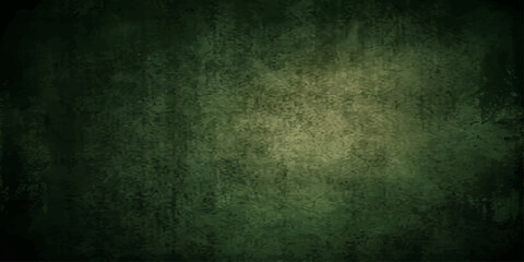 Fototapeta premium An empty aged green grunge background with a dark textured concrete wall pattern for a vintage paper backdrop