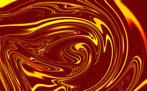 Vibrant red and yellow swirling abstract pattern with fluid shapes and lines