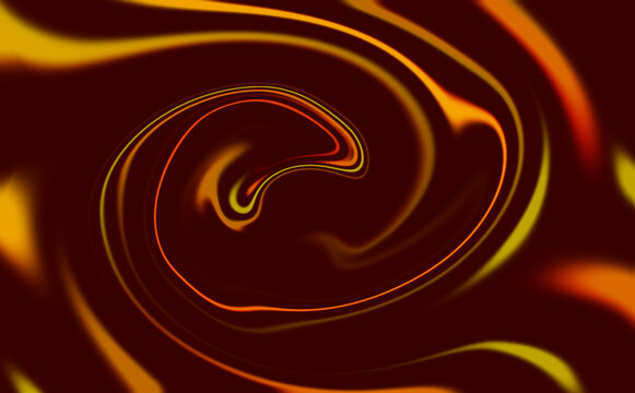 Vibrant swirling abstract design with orange and yellow hues on dark background
