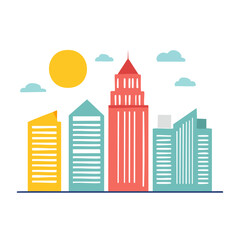 Obraz premium Flat design city skyline illustration