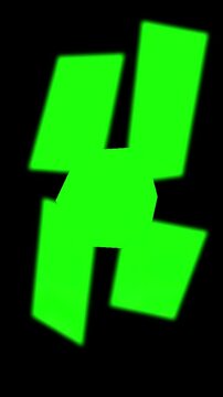 Dynamic abstract neon green geometric fragmented shape on deep black, creating a bold modern visual element for striking digital art, branding, and graphic design