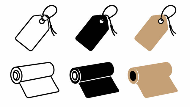 Assorted tags and rolls of paper with varying designs and colors