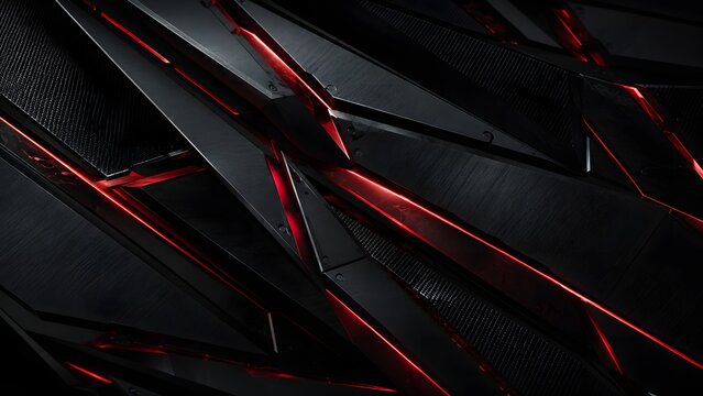 High resolution digital illustration of dark metal panels with red neon lines. This clean graphic is suitable for technology backgrounds website design banners and creative digital artwork.