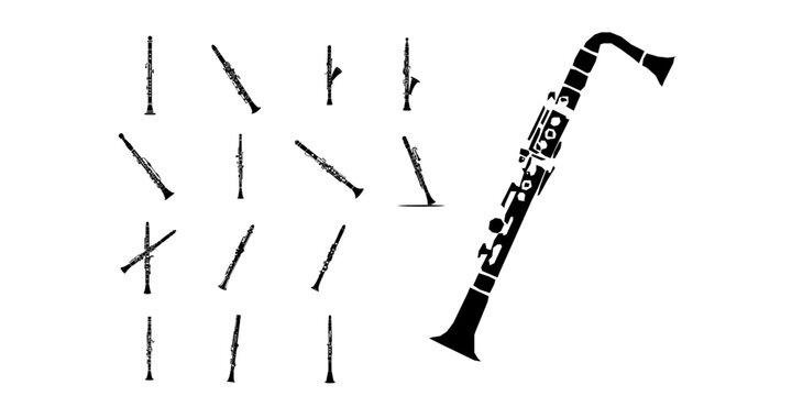 Oboe Wind Instrument Classical Music Icon Minimal Black Flat Vector Modern UI Design