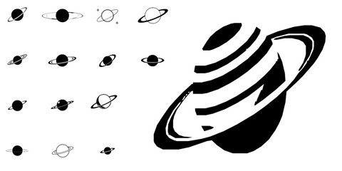 Planet Orbit Space Astronomy Icon Minimal Black Flat Vector Modern UI Design © P_edits