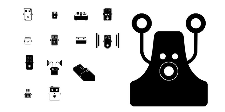 Looper Pedal Guitar Effect Icon Minimal Black Flat Vector Modern UI Design