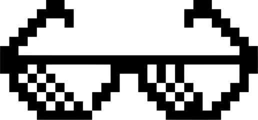 Fototapeta premium Pixelated 8-bit sunglasses icon representing internet meme culture and retro gaming style