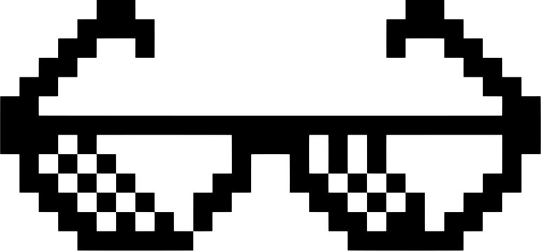 Pixelated 8-bit sunglasses icon representing internet meme culture and retro gaming style