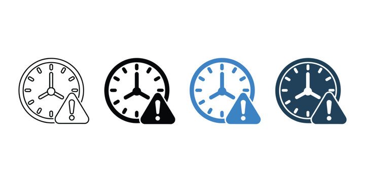 Deadline Alert Icon Vector Set Multiple Style Design Featuring Clock Warning Missed Deadline and Time Pressure Symbols