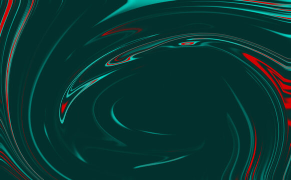 Vibrant swirling abstract design with teal and red hues on dark background