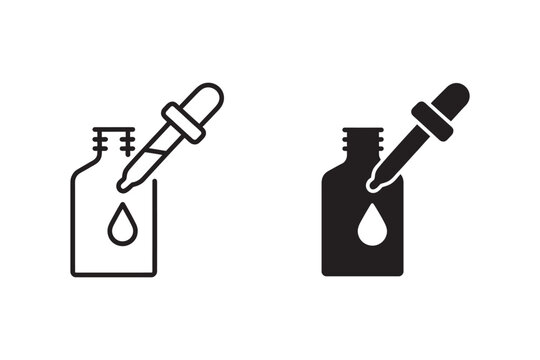 Eye Drop Icon and Symbol Vector Editable Set Featuring Ophthalmic Medicine Care Drops and Vision Health Concepts