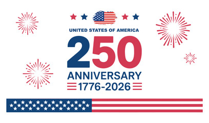 Obraz premium USA 250th Anniversary Celebration Fireworks On a White background