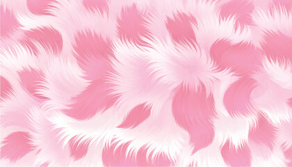 Pink and white faux fur texture background vector. Seamless realistic fluffy animal skin pattern, soft hairy shaggy fleece wallpaper. Perfect for feminine fashion textiles, cozy backdrop. © Bediha Duru Öksüz