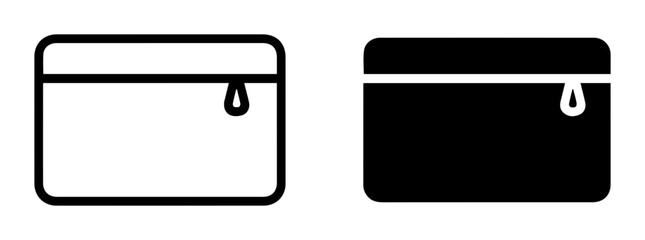 Zippered Pouch Icons, Flat Design, Black and White, Vector Graphics for Storage and Organization © OntorDesigner