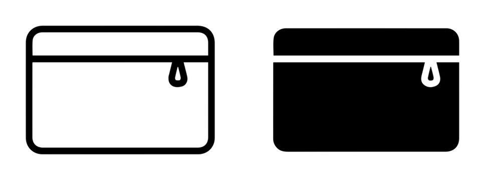 Zippered Pouch Icons, Flat Design, Black and White, Vector Graphics for Storage and Organization