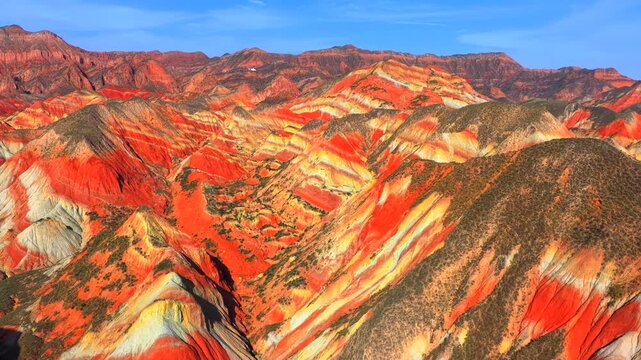 Zhangye Colorful Danxia Landform Aerial Views of China&rsquo;s Rainbow Mountains，Drone Footage of Zhangye Danxia National Geopark: The Earth&rsquo;s Most Colorful Geological Wonder
