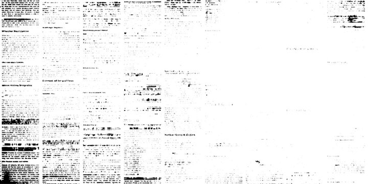 Aged newspaper paper texture with faded column text pattern, distressed grunge editorial background, retro monochrome newsprint overlay, vintage print design element transparent background
