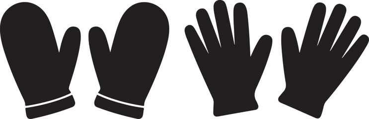 Obraz premium Pair of winter mittens and pair of gloves isolated on transparent background.