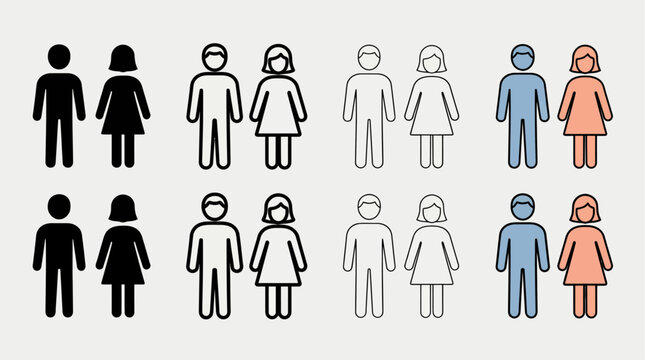  a Male and Female Figures with Child vectors Set