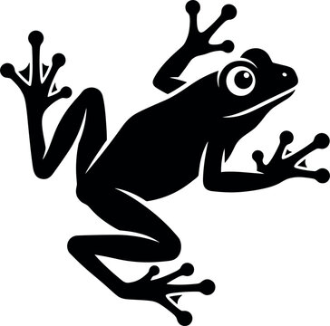 Frog Silhouette Vector Illustration with Stylized Climbing Tree Frog Design for Wildlife Logos Tattoos Decals and Nature Branding