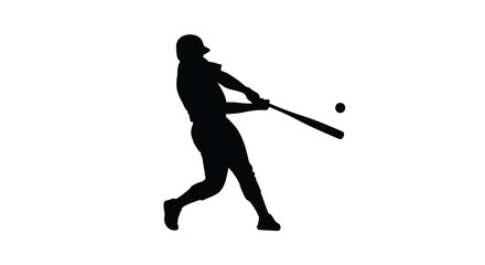 Fototapeta premium Baseball player silhouette against a white background dynamic sports action illustration