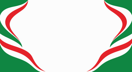 Fototapeta premium Abstract green red and white wavy border frame presentation background