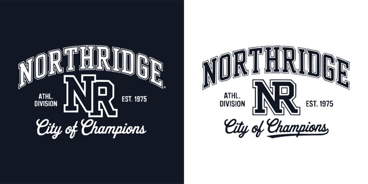 Northridge city of champions vintage varsity style logo graphic design