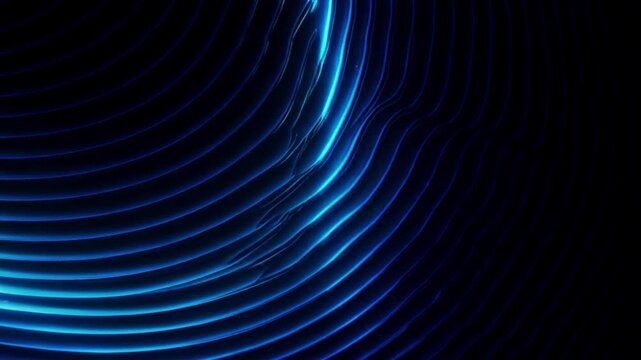 vibrant blue neon light curvy waves abstract background motion blur and glossy texture fractal glass effect waving like a flag	
