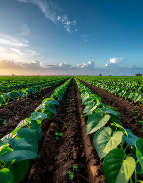 Thriving Dioscorea alata yam crop growing on fertile farmland, showcasing sustainable agriculture, food security, and healthy tropical harvest conditions.