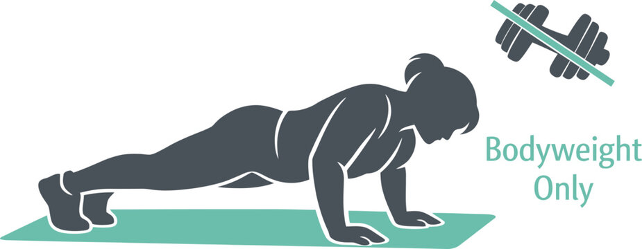 Woman doing push up on green yoga mat