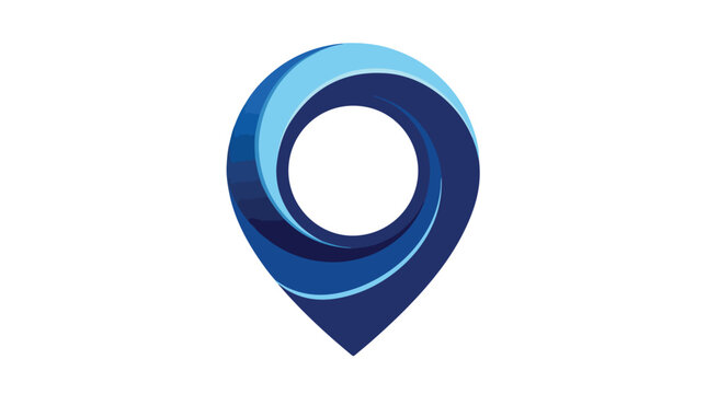 Close-up of a modern blue map location pin icon symbolizing navigation or geographic positioning on digital devices