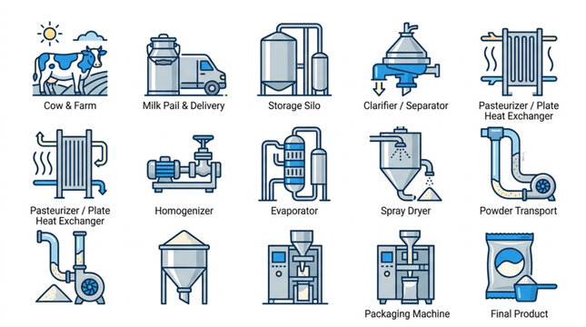 Dairy Processing and Production Equipment Infographic