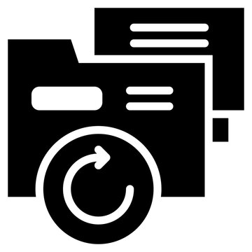 renew refresh reboot data file storage folder solid glyph icon