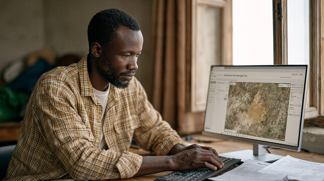 Parametric crop insurance claim automatically triggered on a farmer cooperative administrator's screen after a weather station records below threshold rainfall, the dashboard