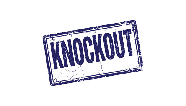 Knockout stamp with distressed texture on a white background grunge style typography