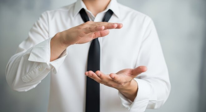 Businessman using hand gestures while talking