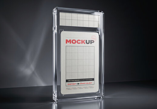 Card inside Plastic Case Stand Mockup