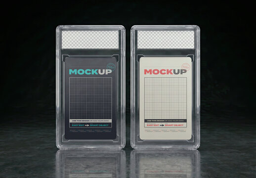 Dual Card Cases Realistic Mockup Stand with Description Space