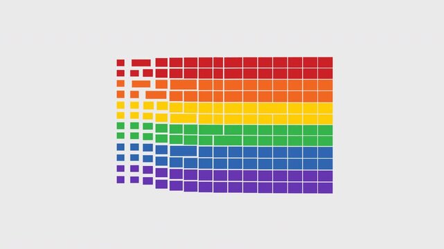 LGBTQ Pride Flag Pixel Grid Blocks Floating Loop Animation, Transparent Background Alpha Channel Motion Graphic for Video Editors, 4K 60fps