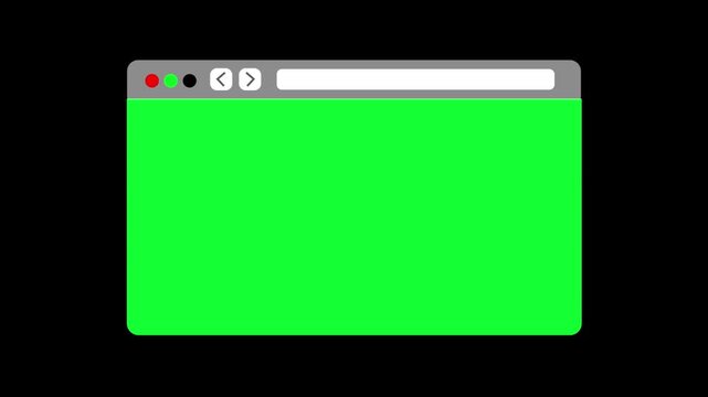  green empty browser window with empty search bar appearing on screen. Black background. Blank browser window appearing on computer or laptop screen.